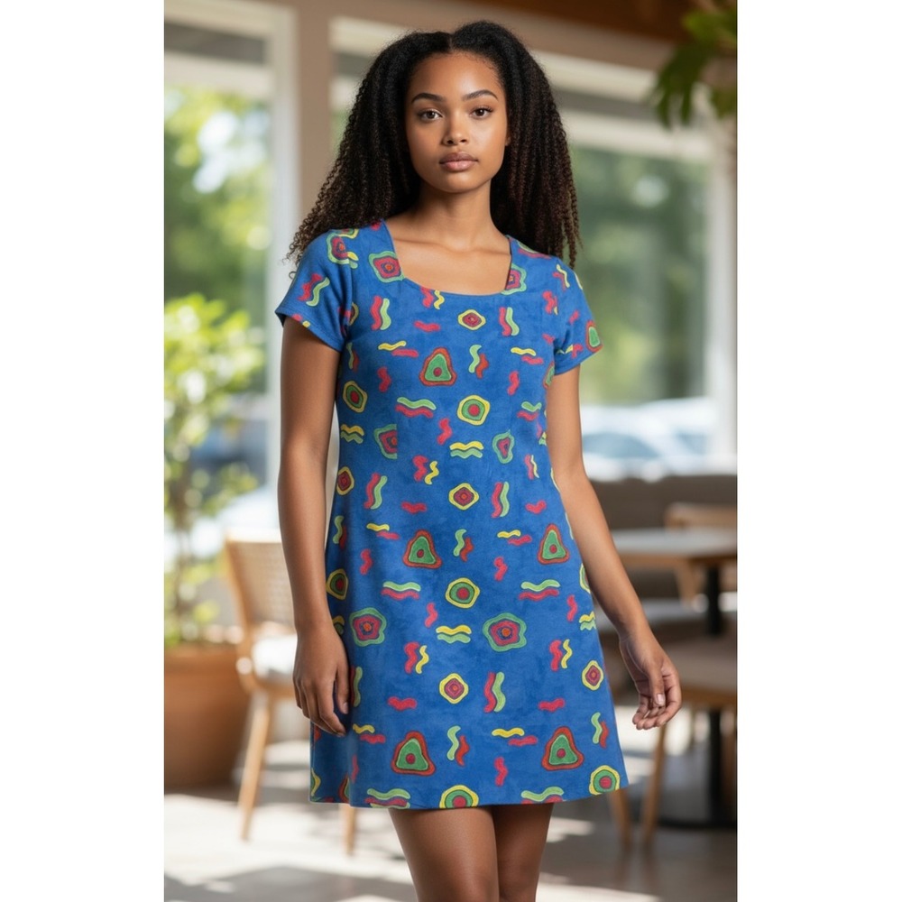 Jessica Howard‎ Vintage Abstract Design Blue Dress